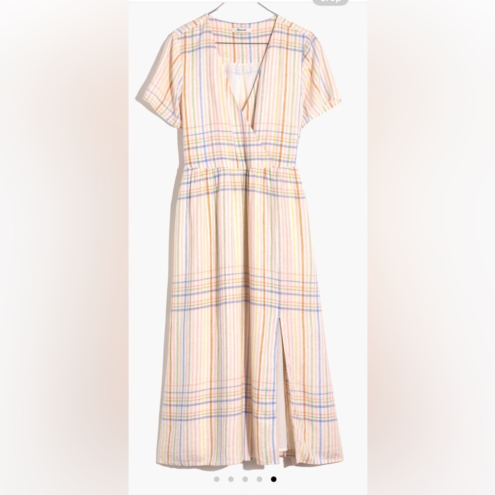 NWT Madewell size XSP Clara midi dress in plaid blush